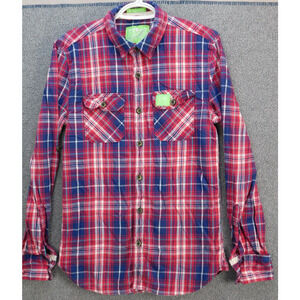 Superdry Long Sleeve Plaid Button Up, Green Tags, Mens Size S Lumberjack Twill